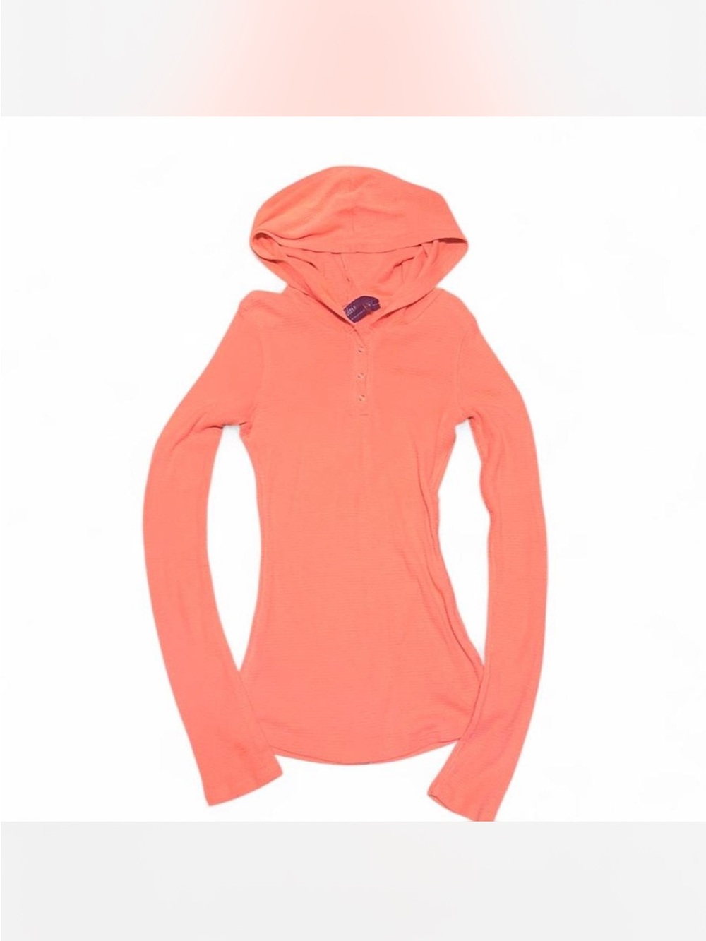 VINTAGE 2009 Miley Cyrus x Max Azria Neon Orange Waffle Knit Hoodie Henley S